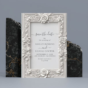 Elegant Art Nouveau Rose Frame Save The Date Invitation