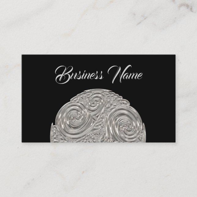 Elegant  art nouveau silver black medallion  business card (Front)