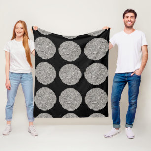 Elegant art nouveau silver black medallion fleece blanket