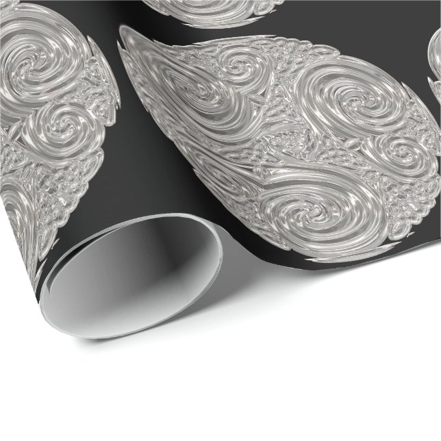 Elegant  art nouveau silver black medallion  wrapping paper (Roll Corner)