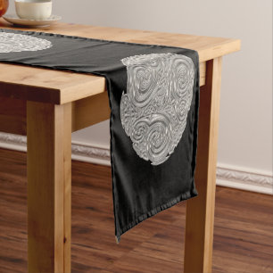 Elegant art nouveau silver black metallic modern short table runner