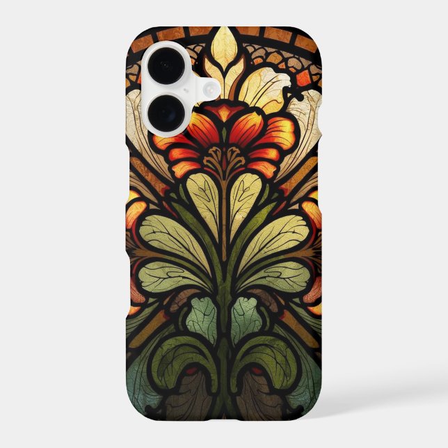 Elegant Art Nouveau Stained Glass Floral (Back)
