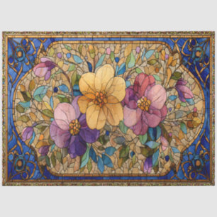 Elegant Art Nouveau Stained Glass Florals Tissue Paper