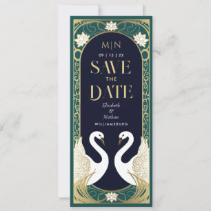 Elegant Art Nouveau Swans Save the Date Invitation