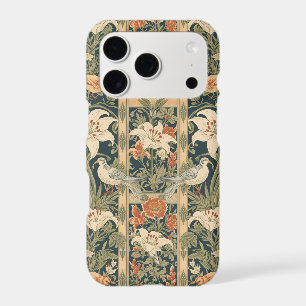 Elegant Art Nouveau Vintage Botanical Bird Lily