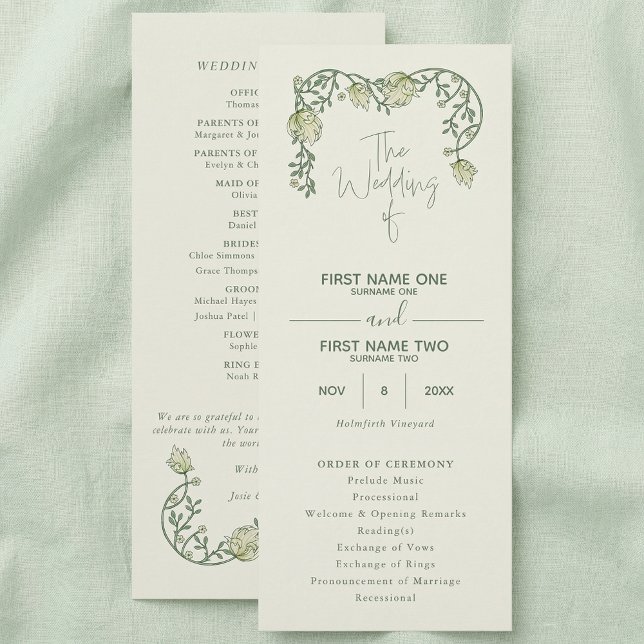 Elegant art nouveau vintage floral wedding program programme (Elegant art nouveau vintage floral wedding program)