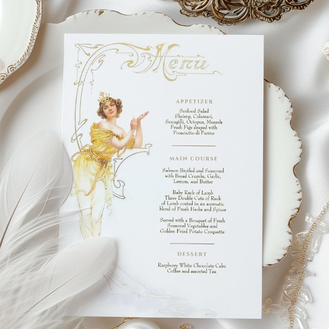 Elegant Art Nouveau Wedding Dinner Menu Mucha Invitation (Creator Uploaded)