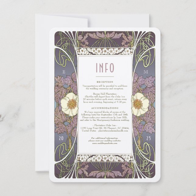 Elegant Art Nouveau Wedding Info Card (Front)