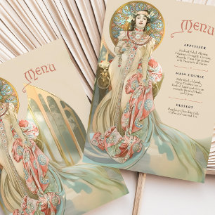 Elegant Art Nouveau Wedding Menu Card