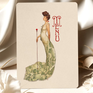 Elegant Art Nouveau Wedding Menu Card