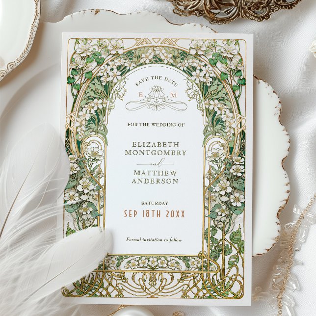 Elegant Art Nouveau Wedding Save the Date Card (Creator Uploaded)