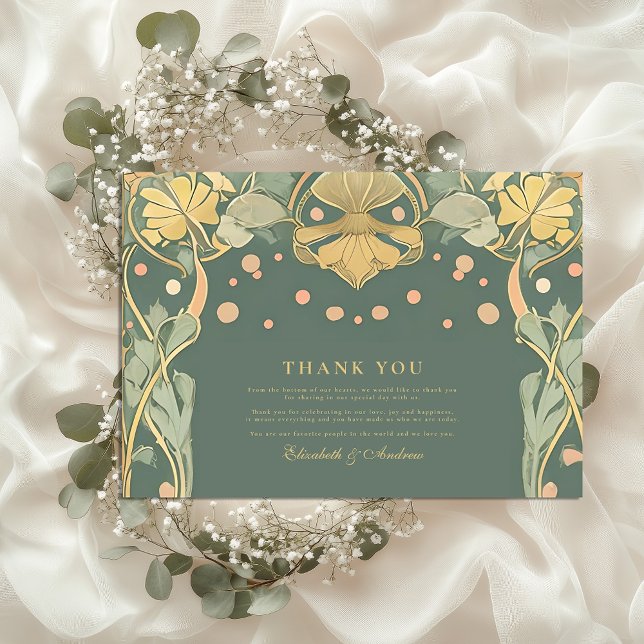 Elegant Art Nouveau Wedding Thank You Card (Creator Uploaded)
