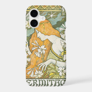 Elegant Art Nouveau Woman White Lily Illustration