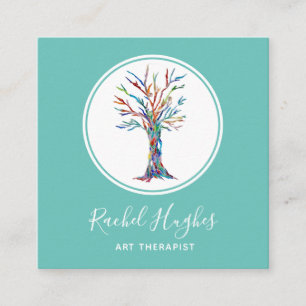 Elegant Art Therapist Tree Square Business Card