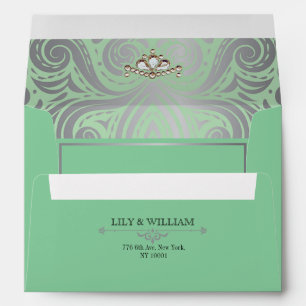 Elegant Artdeco Diamond Silver Wedding Envelope
