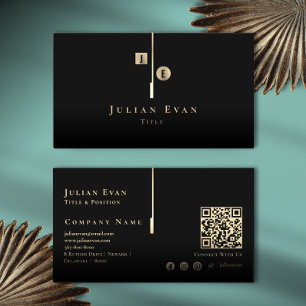Elegant Artistic Black and Gold Monogram Business Card