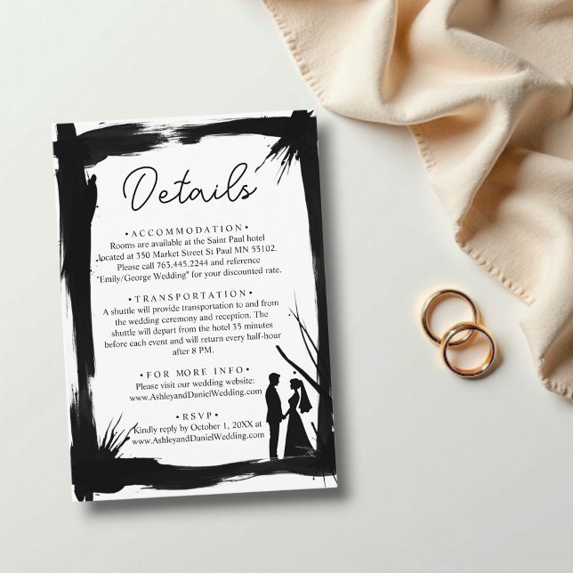 Elegant Artistic Black And White Modern Wedding Enclosure Card (Creator Uploaded)
