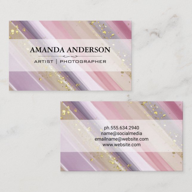 Elegant Artistic Brushed | Gold Specks Business Card (Front/Back)