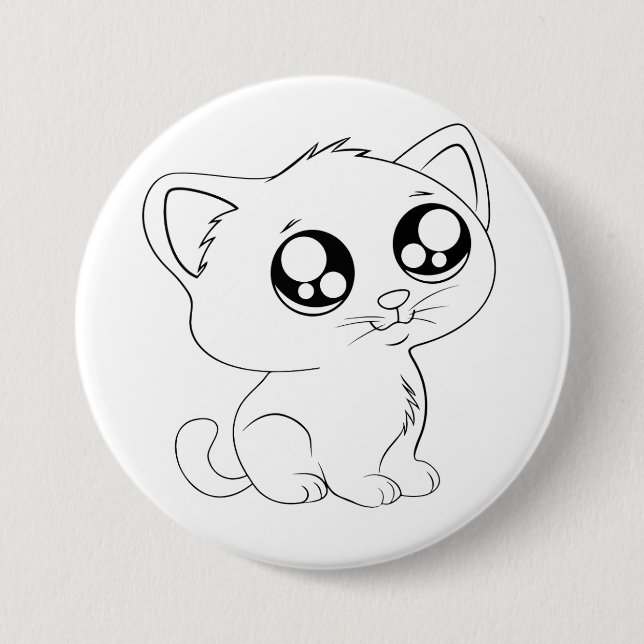 Elegant Artistic Cat Design Button (Front)