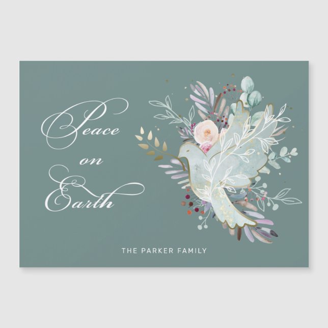 Elegant Artistic Floral Peace on Earth Dove (Front)