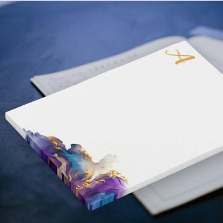 Elegant artistic golden ink monogram post-it notes