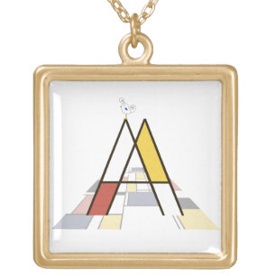 Elegant artistic letter monogram. Letter A Gold Plated Necklace