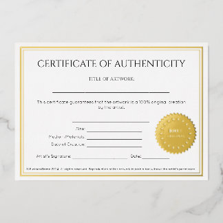 Elegant Artist's Certificate of Authenticity
