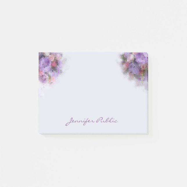 Elegant Artwork Template Oil Colours Flowers Scrip Post-it Notes (Front)