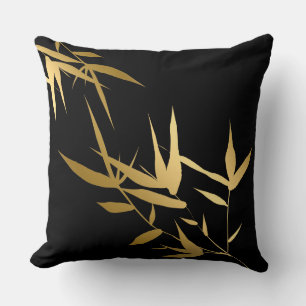 Elegant Asian Black Gold Bamboo 1 Cushion