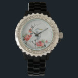 Elegant Asian Crane and Blossom Art Watch<br><div class="desc">Pretty intricate crane and flowers Asian painting.</div>