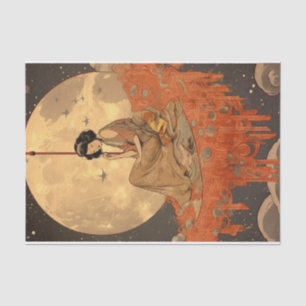 Elegant Asian Moon Sitter Decoupage Crafting Tissue Paper