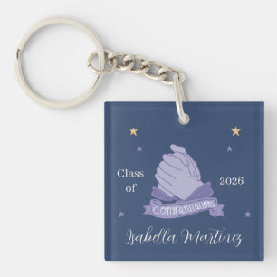 Elegant ASL Congratulations Graduation Acrylic Key Ring