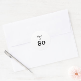 Elegant at 80 birthday black text minimal sticker 