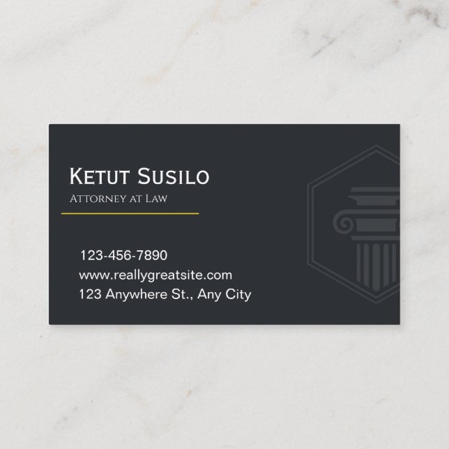 Elegant Attorney at Law Business Card | Lawyer  (Back)