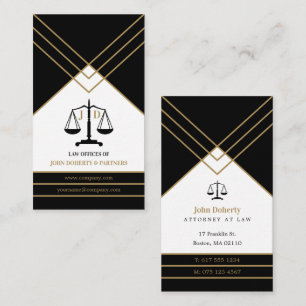 Elegant Attorney at Law   Gold Black Business Card