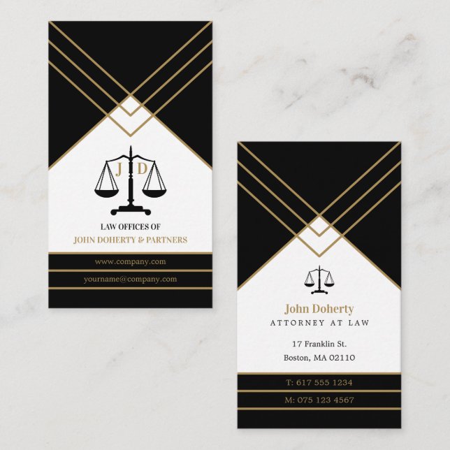 Elegant Attorney at Law | Gold Black Business Card (Front/Back)