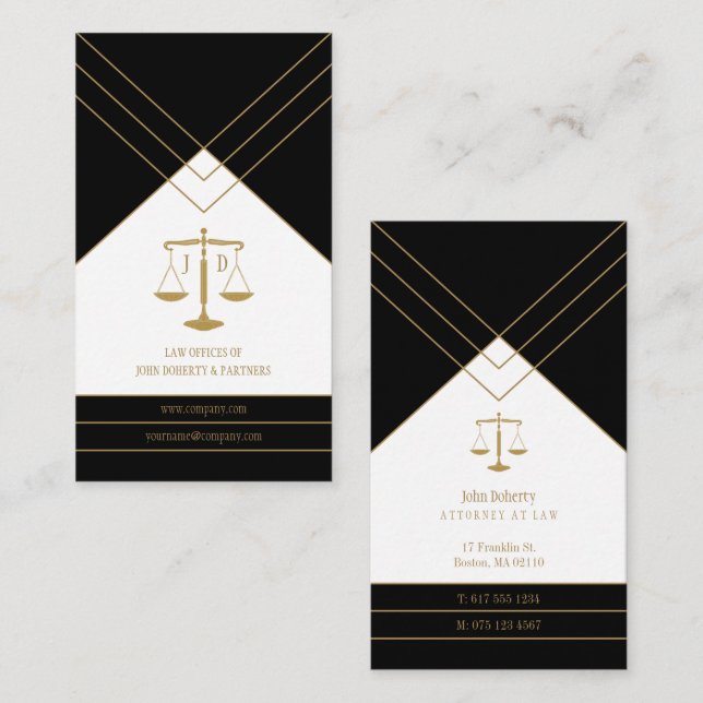 Elegant Attorney at Law | Gold Black Business Card (Front/Back)