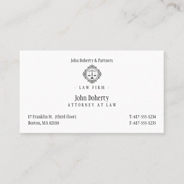Elegant Attorney at Law | Law Firm Business Card (Front)