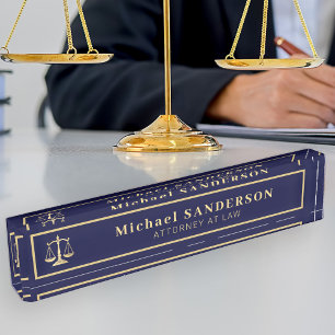Elegant attorney at law professional gold navy nameplate