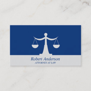Elegant Attorney at Law Scales of Justice Blue Business Card