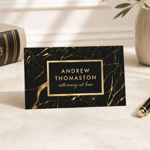 Elegant Attorney Black Gold Marble  Business Card