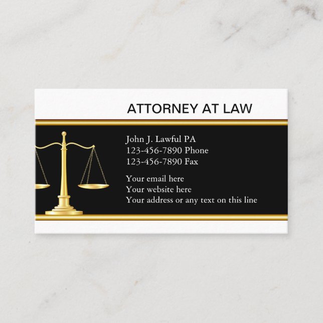 Elegant Attorney Business Cards (Front)