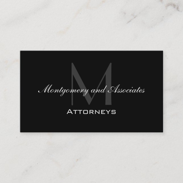 Elegant Attorney Business Cards Modern Monogram (Front)