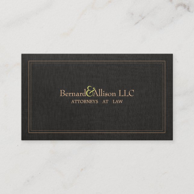Elegant Attorney Faux Black Linen Business Card (Front)