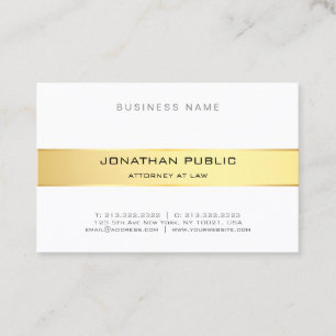 Elegant Attorney Law Office Gold White Template Business Card