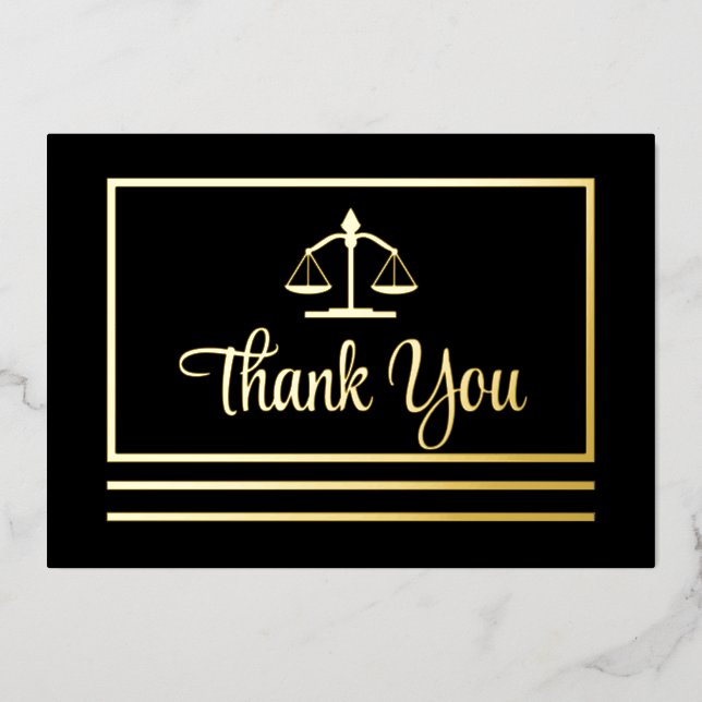 Elegant Attorney Thank You Foil Postcard (Front)