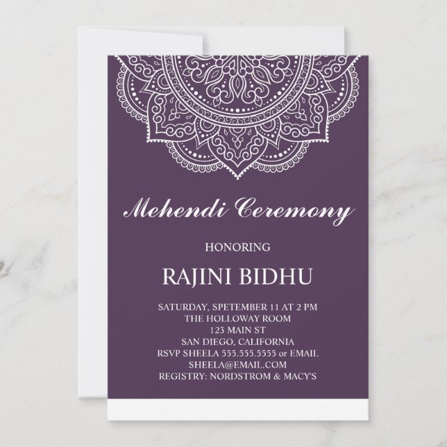 Elegant Aubergine Paisley Indian Mehndi Ceremony (Front)
