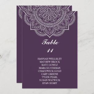 Elegant Aubergine Paisley Wedding Seating Chart Invitation