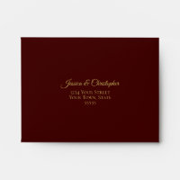 Elegant Auburn Brown and Gold Lace Wedding RSVP