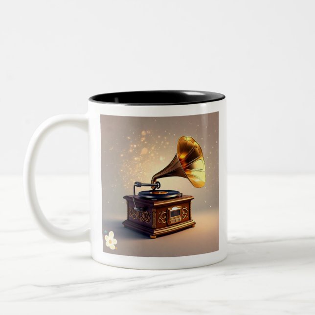 "Elegant Audio Past" Two-Tone Coffee Mug (Left)